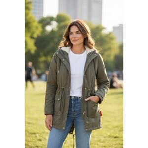 New Tommy Hilfiger Women's Long Sleeve Parka Jacket Green/Juniper Color - M